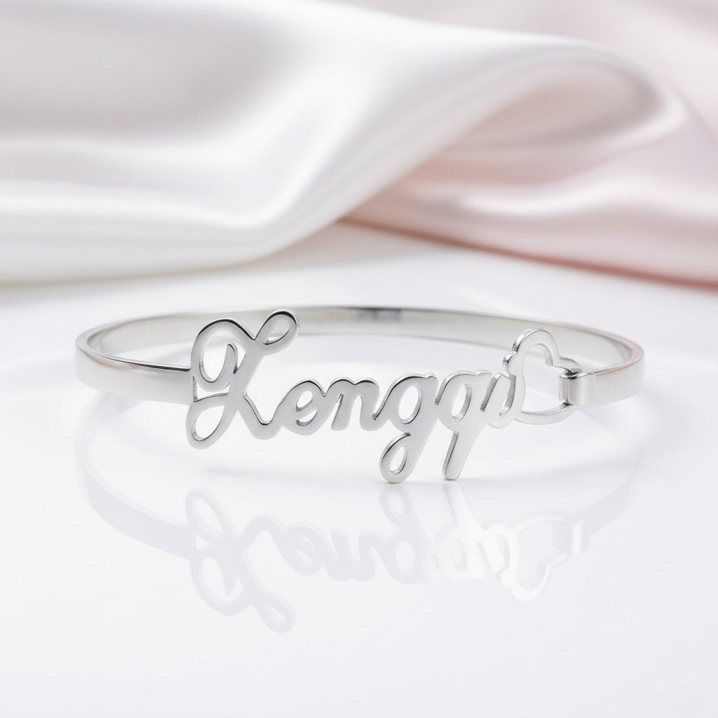 Custom Handcuff Name Bracelet-Black Diamonds New York