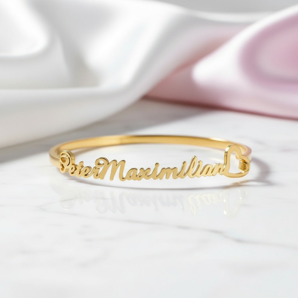 Custom Handcuff Name Bracelet-Black Diamonds New York