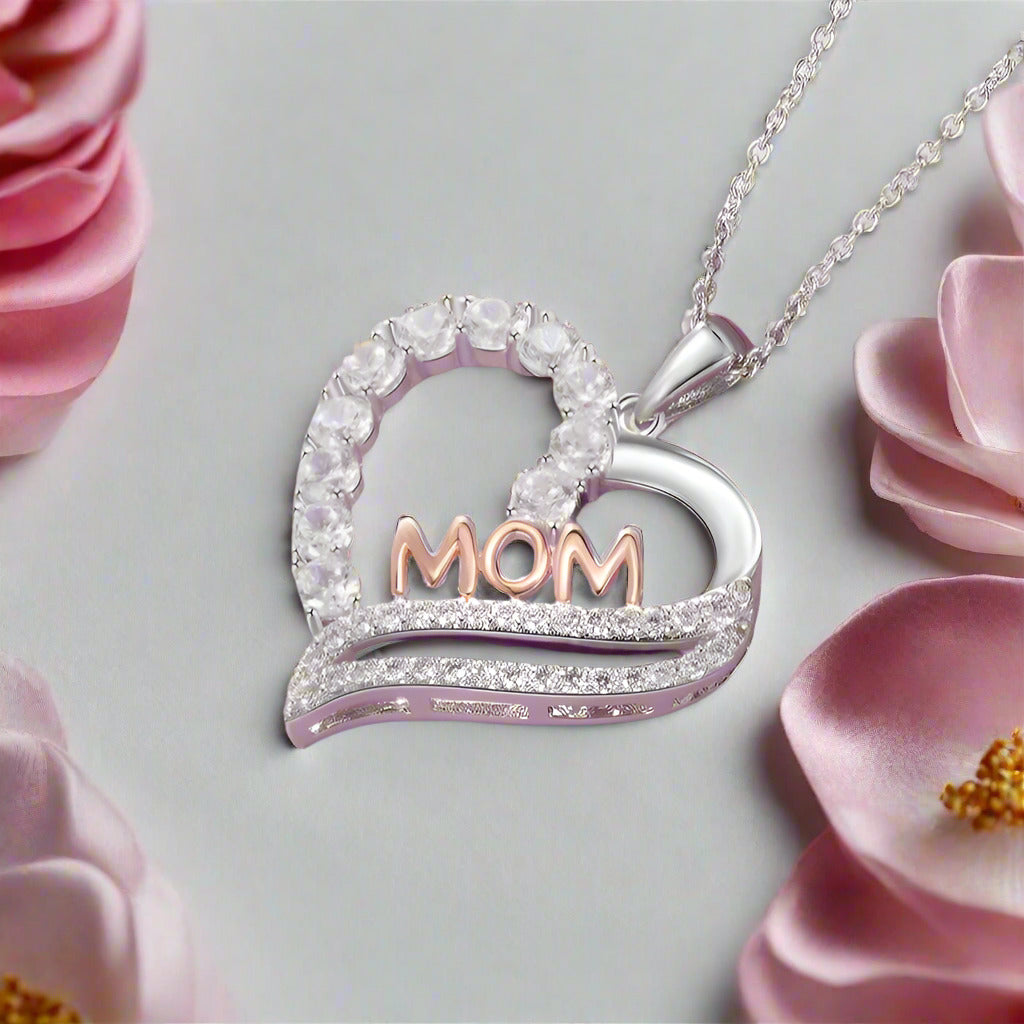 Custom Heart Necklace with Clear Diamond Paved Pendant-Black Diamonds New York