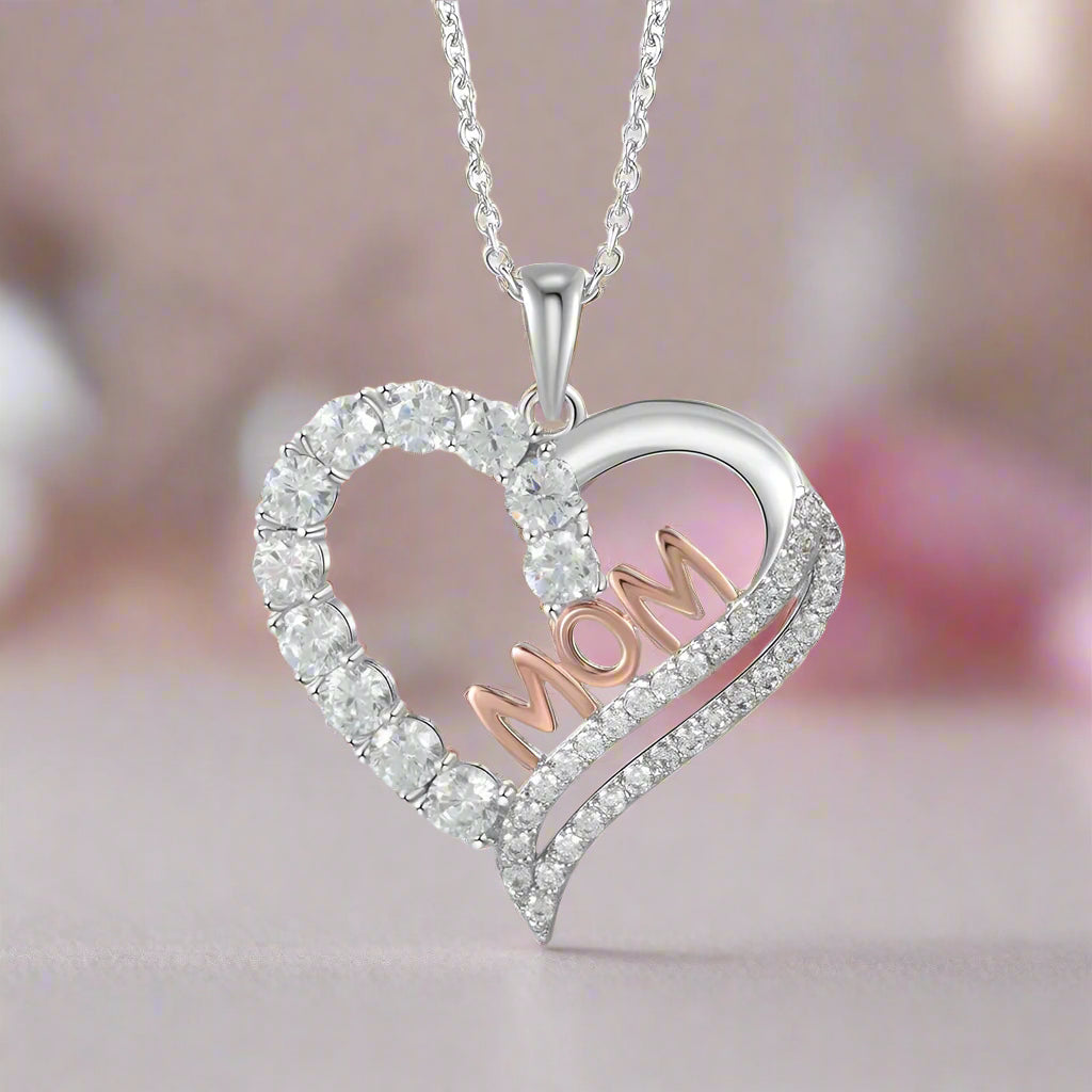 Custom Heart Necklace with Clear Diamond Paved Pendant-Black Diamonds New York