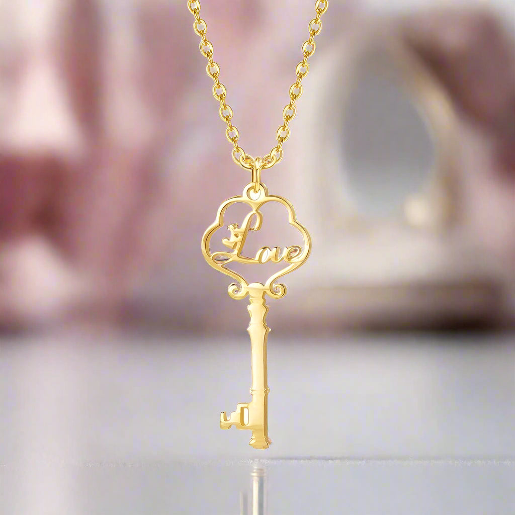 Custom Key Name Necklace-Black Diamonds New York