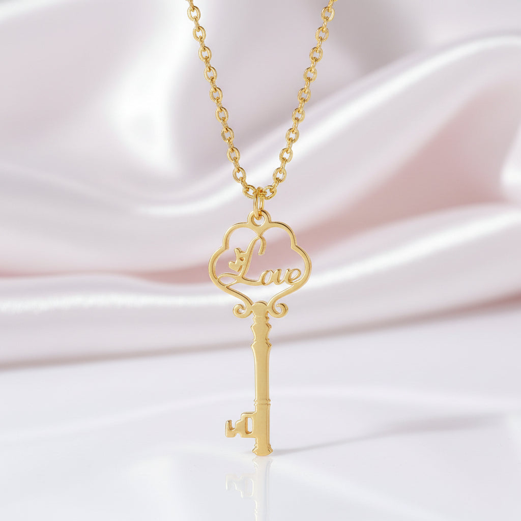 Custom Key Name Necklace-Black Diamonds New York