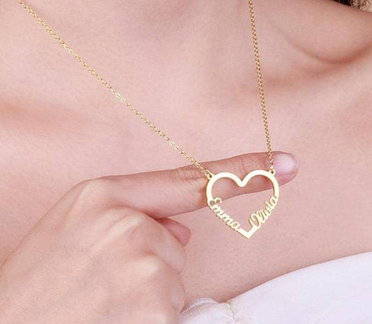 Custom Love Heart Name Necklace-Black Diamonds New York