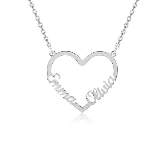 Custom Love Heart Name Necklace - Black Diamonds New York