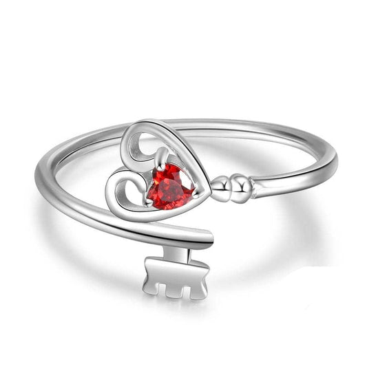 Custom Made Key To My Heart Birthstone Ring