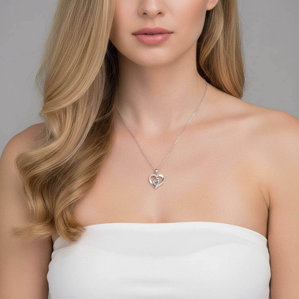 Custom Mother Baby Pendant Necklace-Black Diamonds New York