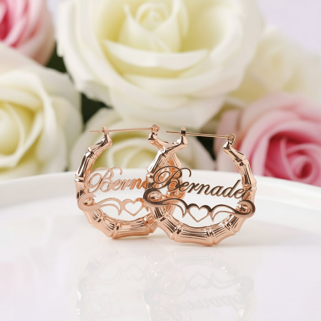 VIP Custom Name 40mm-100mm Bamboo Earrings (Aftersale Service)-Black Diamonds New York