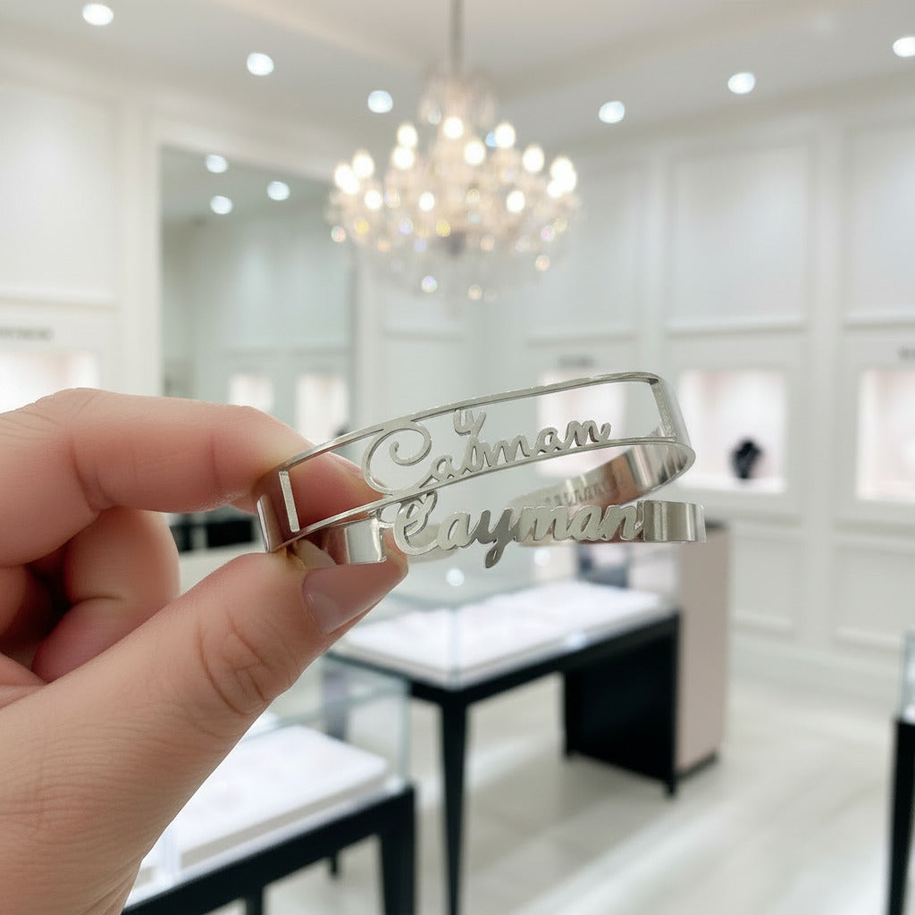 Custom Name Bangles-Black Diamonds New York