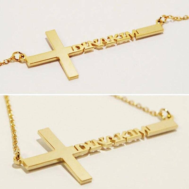 Custom Name Cross Necklace from Black Diamonds New York