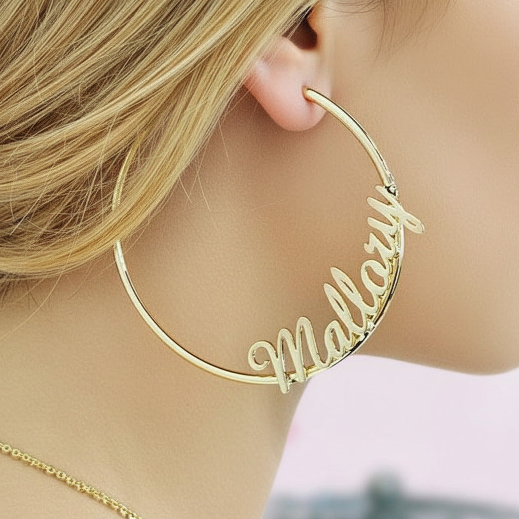 Custom name Personality Hoops Earrings-Black Diamonds New York