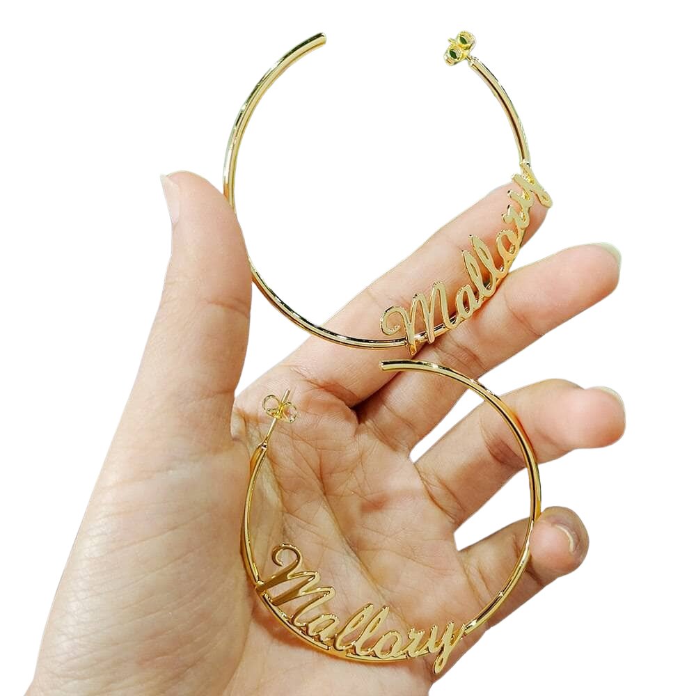 Custom name Personality Hoops Earrings-Black Diamonds New York