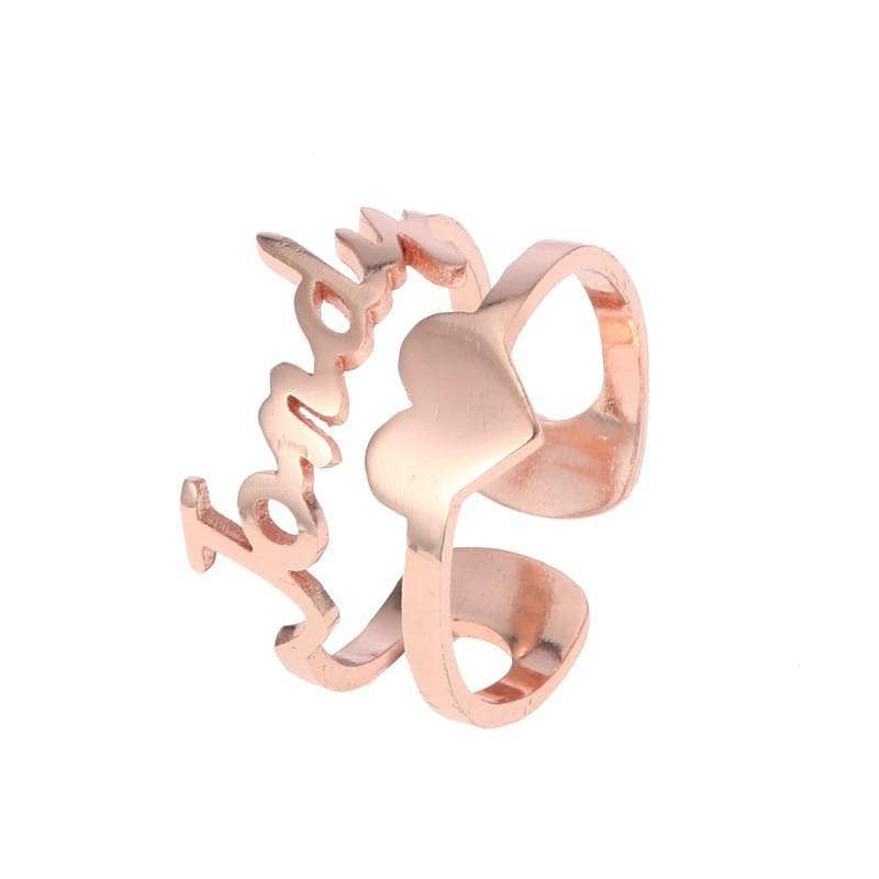 Custom Name Ring with Heart-Black Diamonds New York