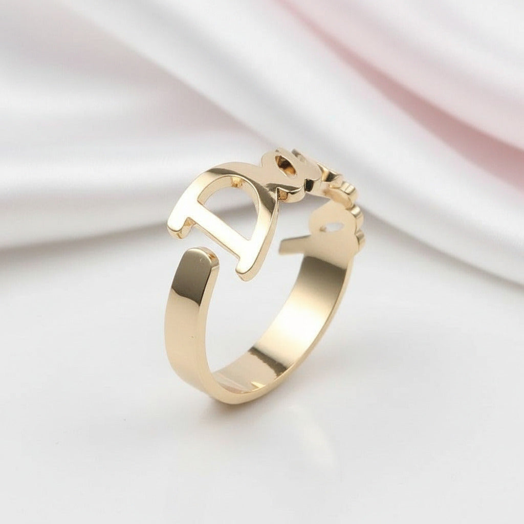 Custom Nameplate Free Size Ring-Black Diamonds New York