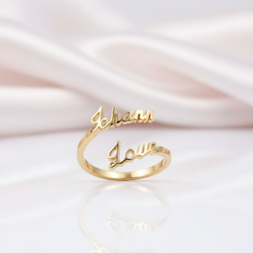 Custom Nameplate Free Size Ring-Black Diamonds New York