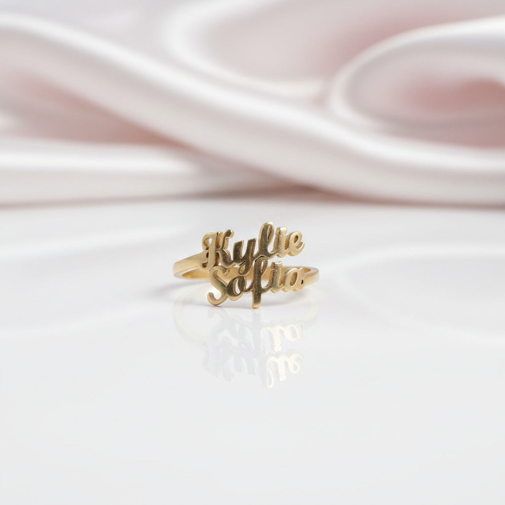 Custom Nameplate Free Size Ring-Black Diamonds New York