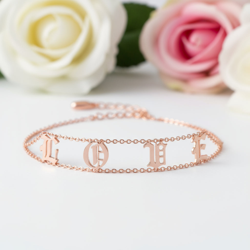 Custom Nameplate Old English Choker-Black Diamonds New York