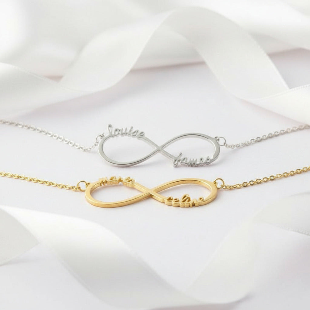 Custom One-Four Name Infinity Necklace-Black Diamonds New York
