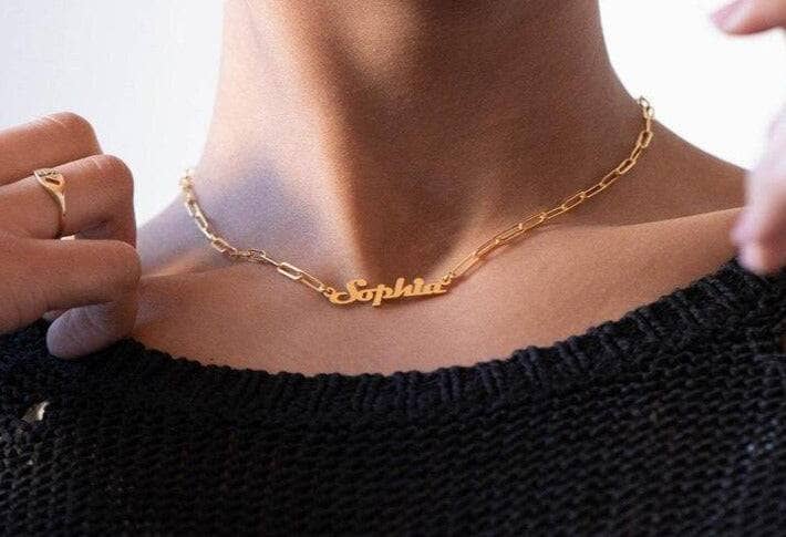 Custom Pin Chain Name Necklace - Black Diamonds New York
