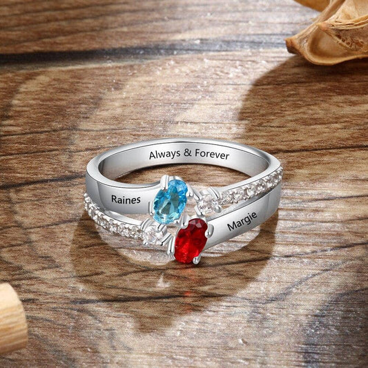 Custom Ring with Created Diamond Birthstone-Black Diamonds New York