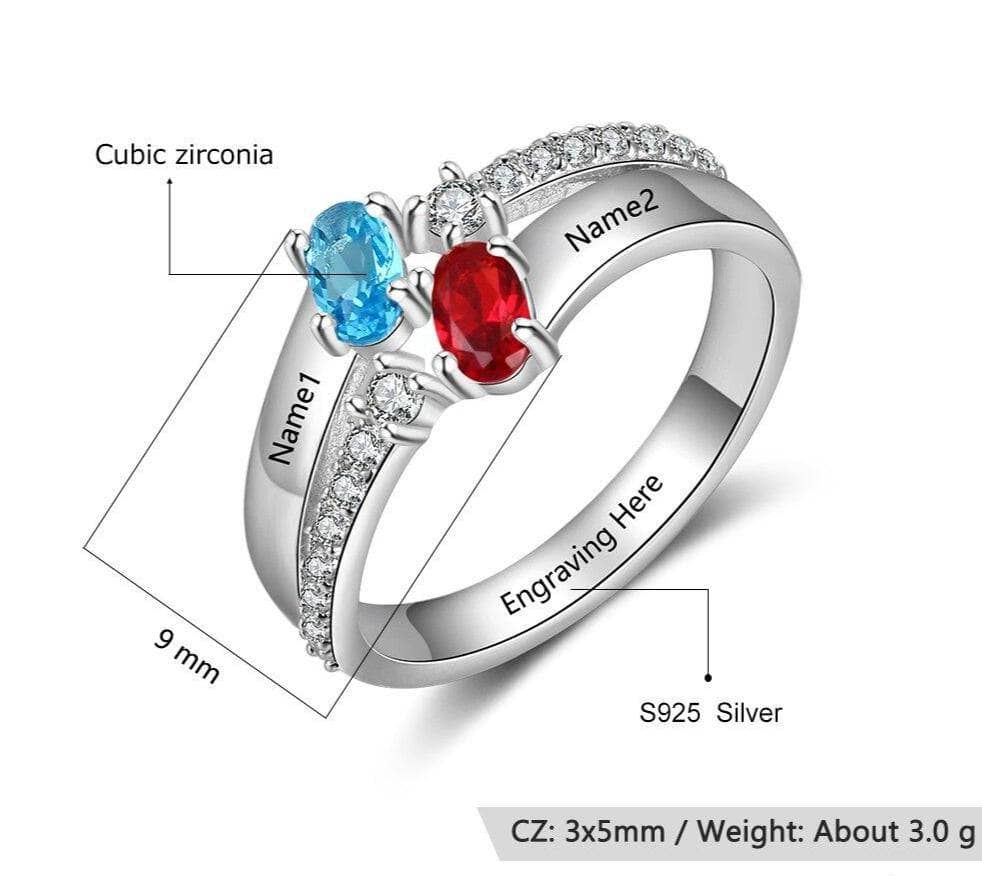 Custom Ring with Created Diamond Birthstone-Black Diamonds New York