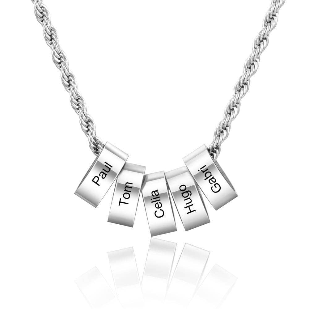 Custom Steel Beads Name Necklace-Black Diamonds New York