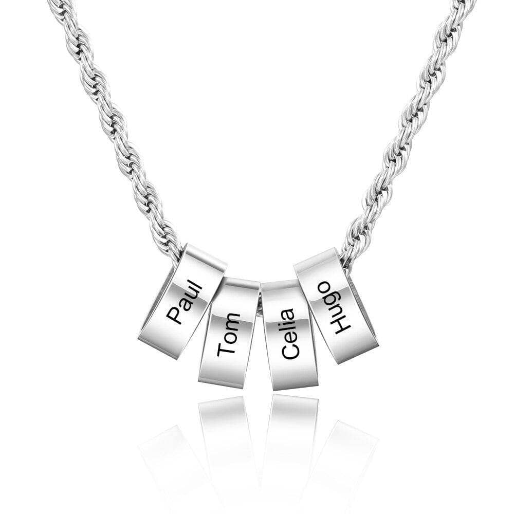 Custom Steel Beads Name Necklace - Black Diamonds New York