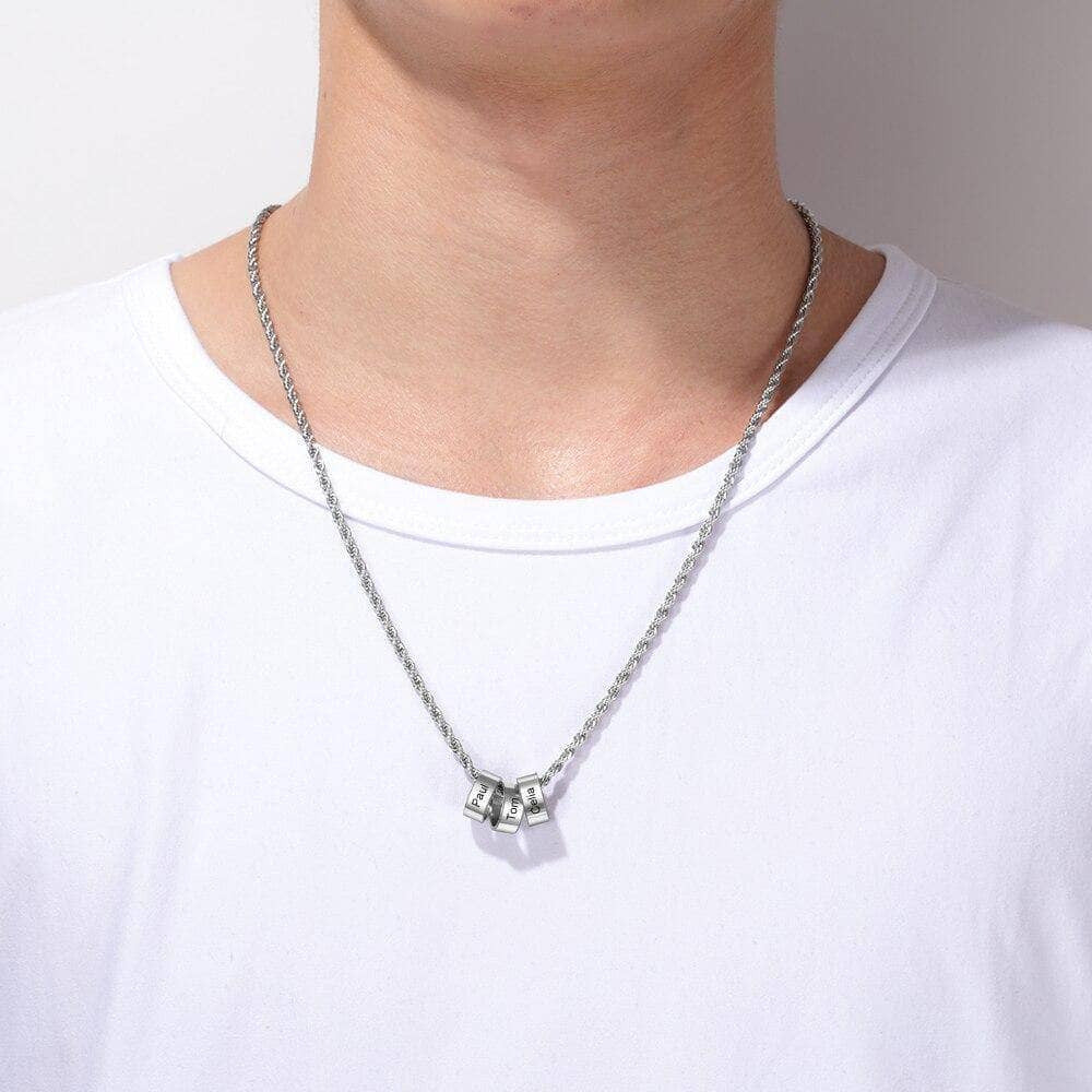 Custom Steel Beads Name Necklace-Black Diamonds New York
