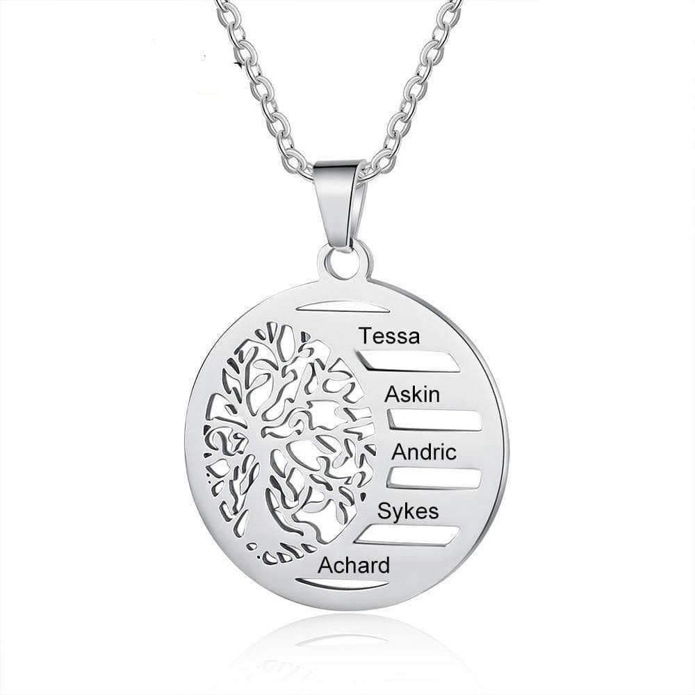 Custom Tree of Life Pendant Name Necklace-Black Diamonds New York