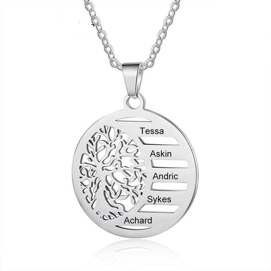 Custom Tree of Life Pendant Name Necklace - Black Diamonds New York
