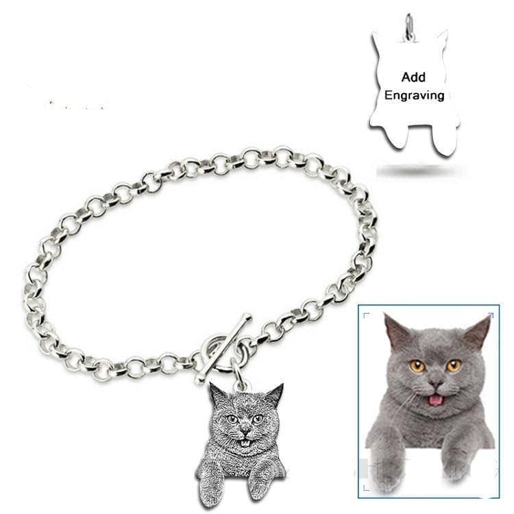 Customized Pet Photo Engrave Bracelet-Black Diamonds New York