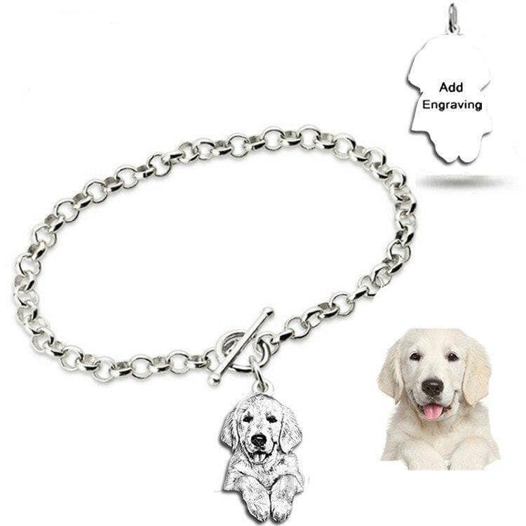 Customized Pet Photo Engrave Bracelet-Black Diamonds New York