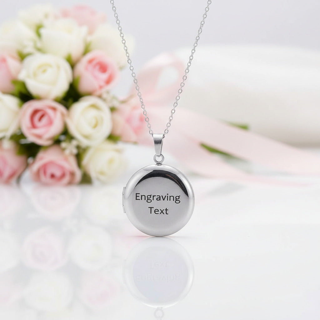 Customized Photo Locket Necklace-Black Diamonds New York