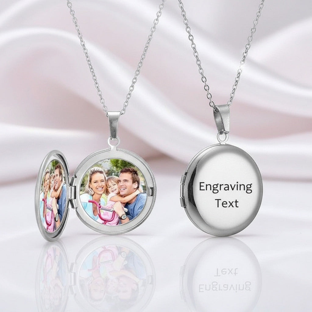 Customized Photo Locket Necklace-Black Diamonds New York