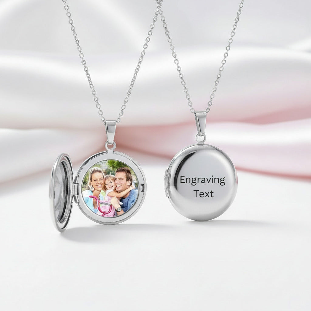Customized Photo Locket Necklace-Black Diamonds New York