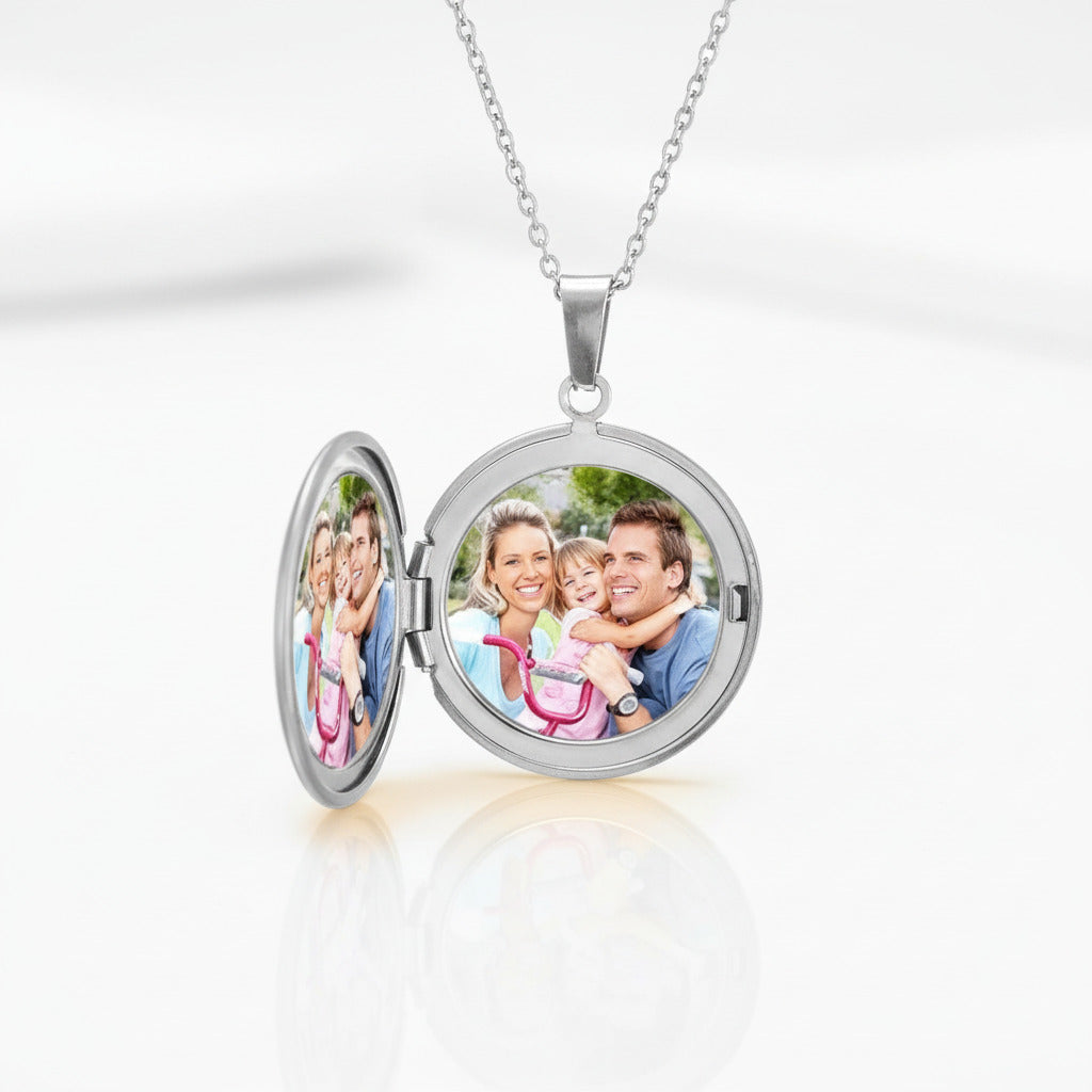 Customized Photo Locket Necklace-Black Diamonds New York