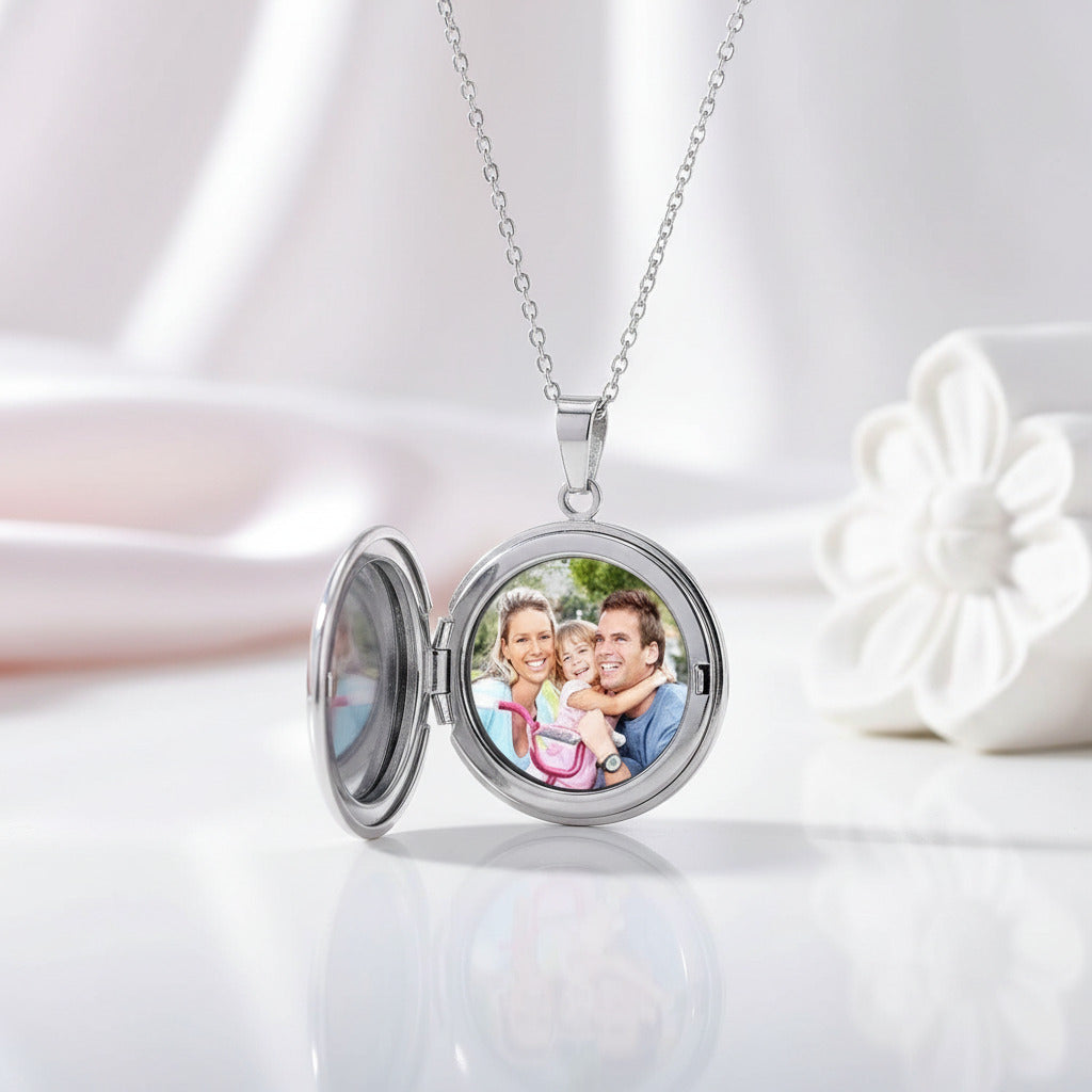 Customized Photo Locket Necklace-Black Diamonds New York