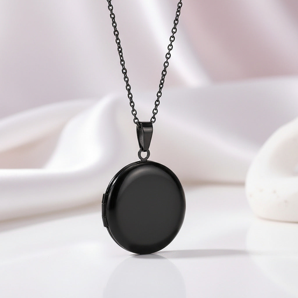 Customized Photo Locket Necklace-Black Diamonds New York