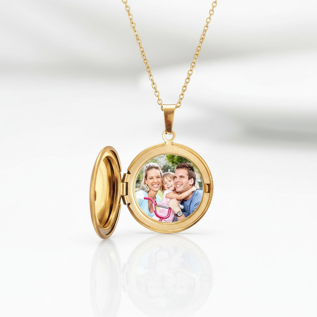 Customized Photo Locket Necklace-Black Diamonds New York