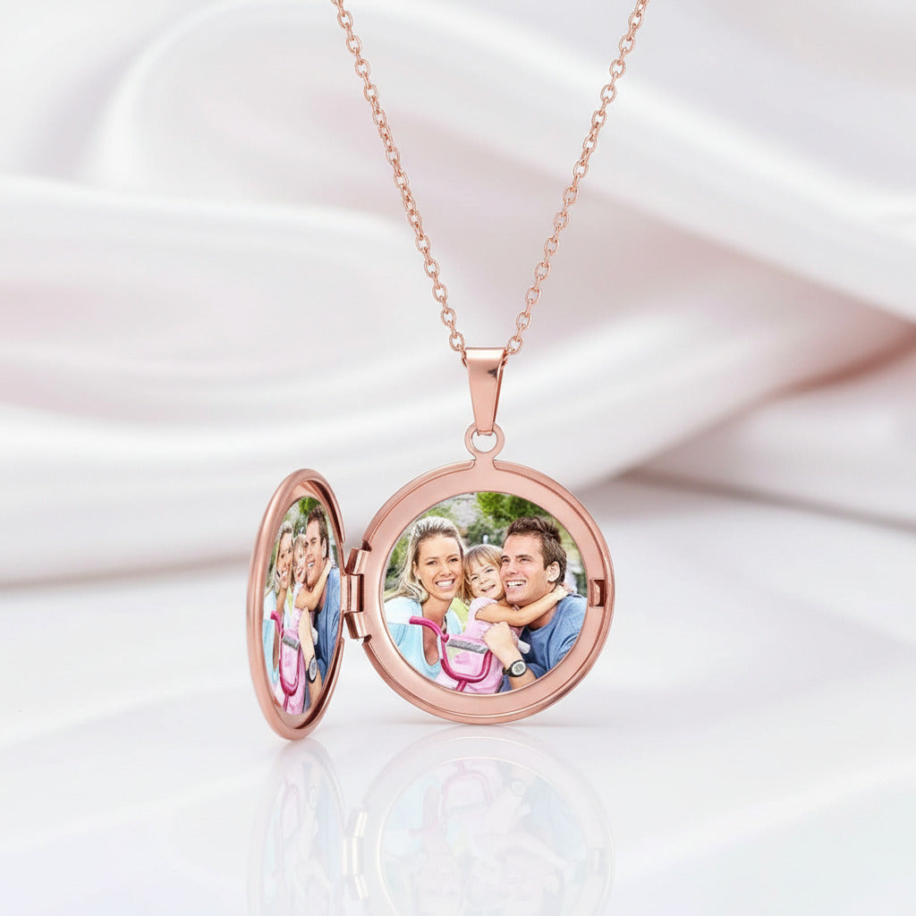 Customized Photo Locket Necklace-Black Diamonds New York