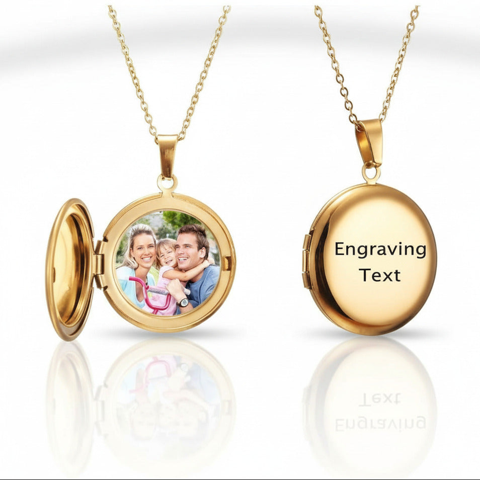 Customized Photo Locket Necklace-Black Diamonds New York