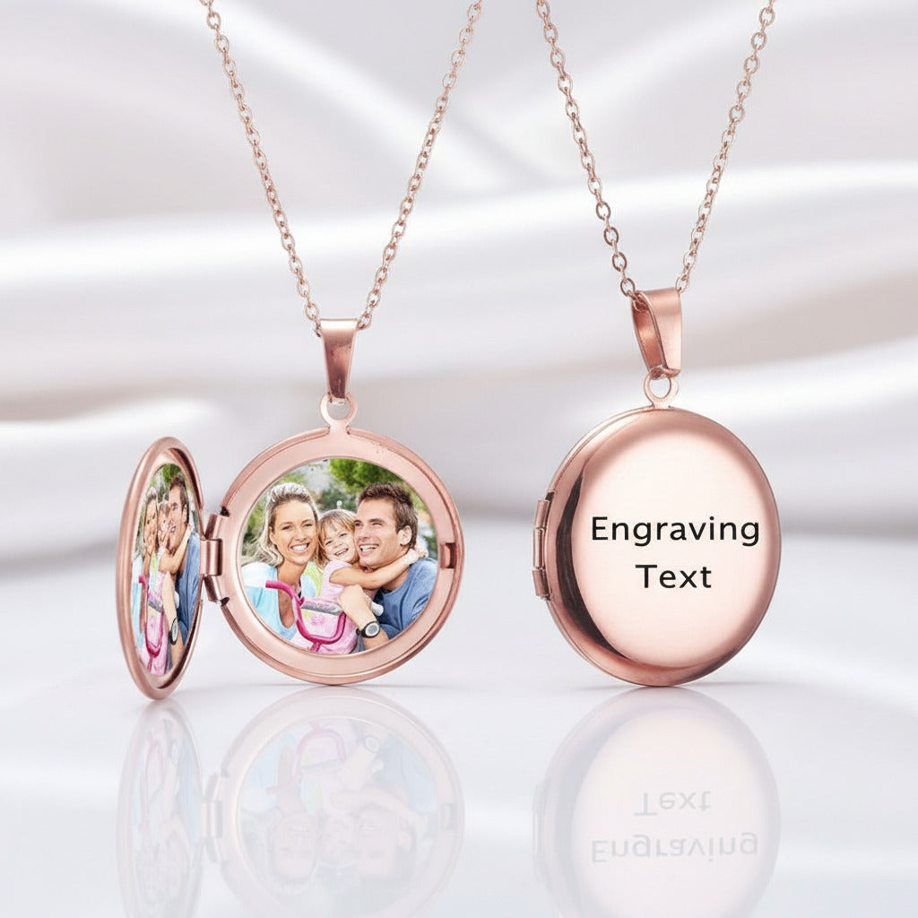 Customized Photo Locket Necklace-Black Diamonds New York