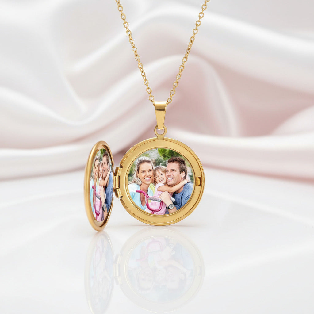 Customized Photo Locket Necklace-Black Diamonds New York