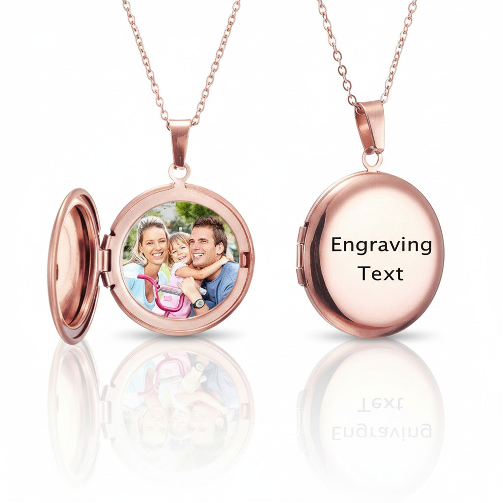 Customized Photo Locket Necklace-Black Diamonds New York