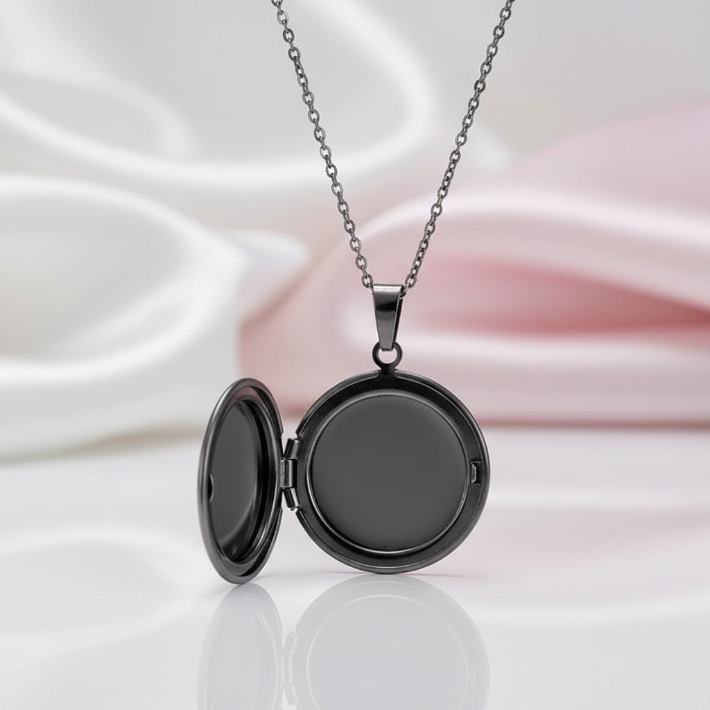 Customized Photo Locket Necklace-Black Diamonds New York