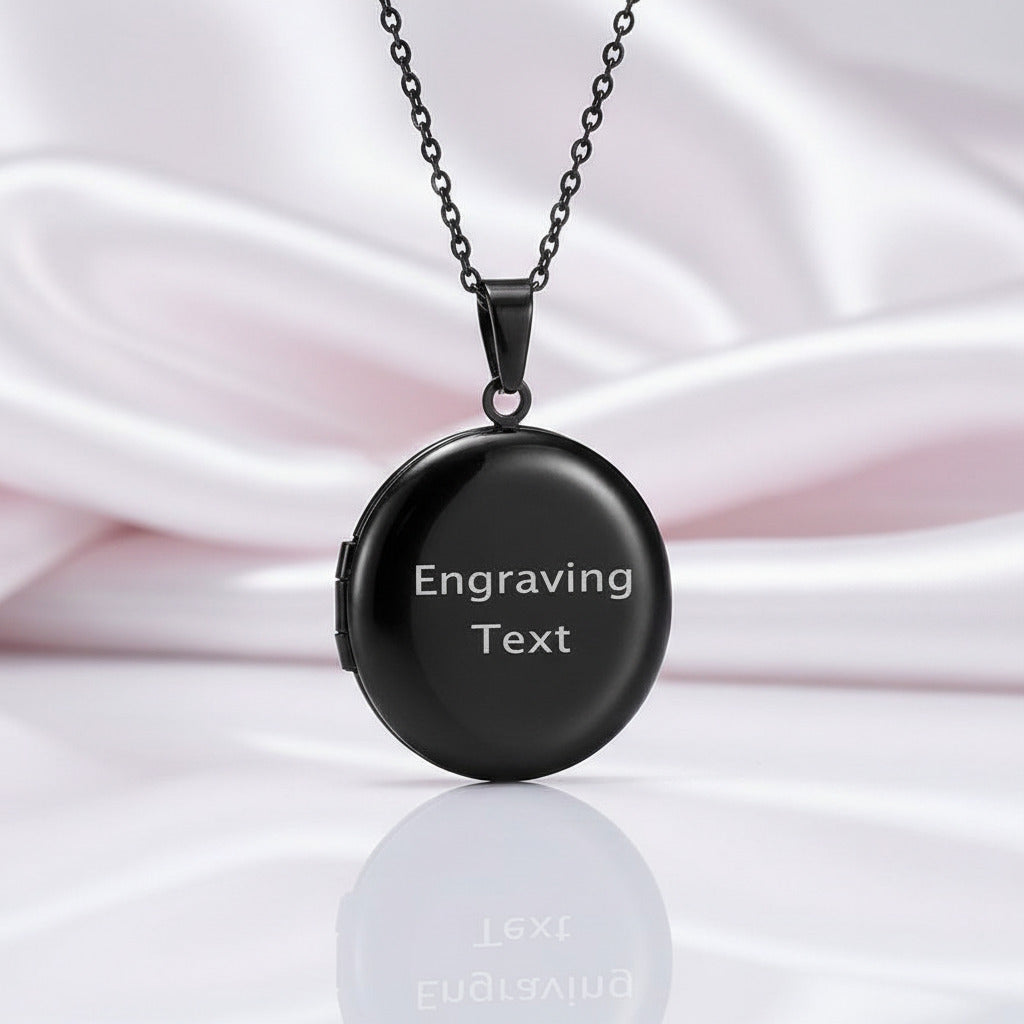 Customized Photo Locket Necklace-Black Diamonds New York