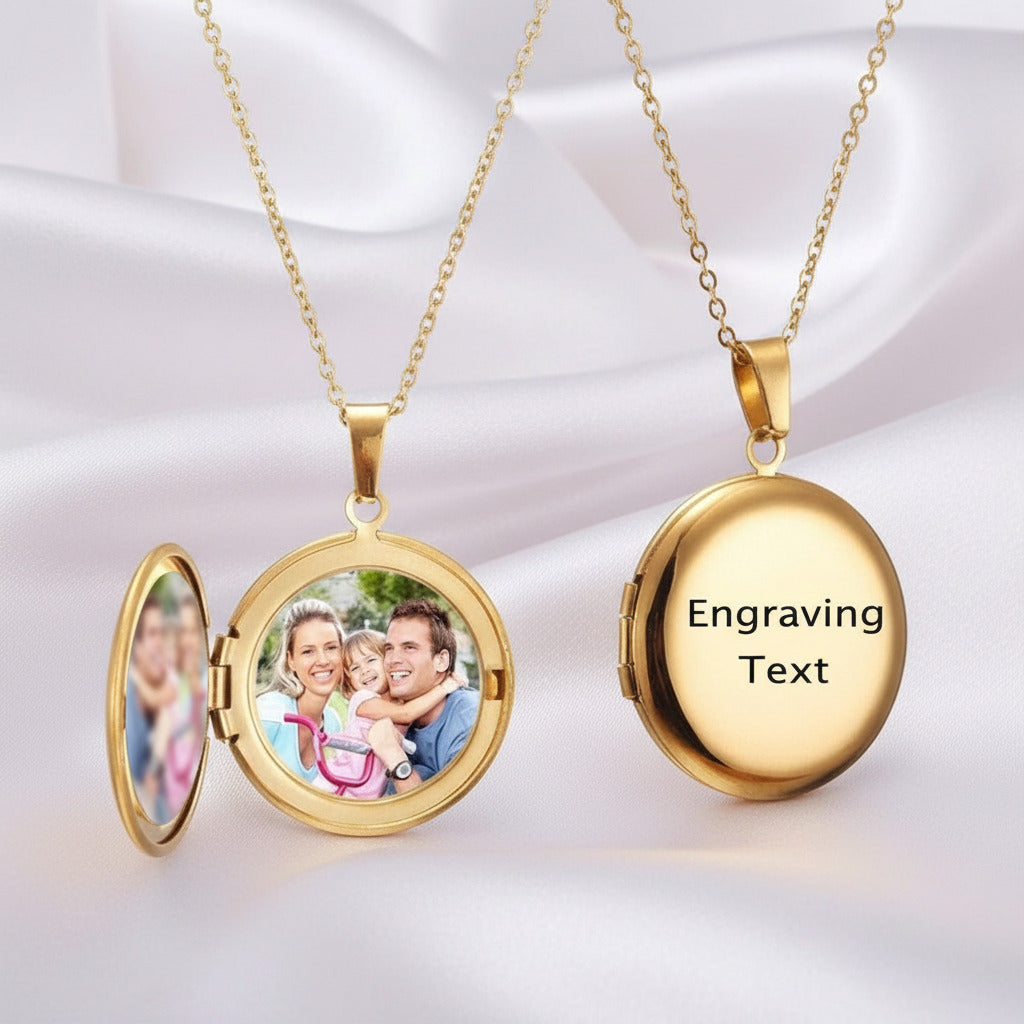 Customized Photo Locket Necklace-Black Diamonds New York