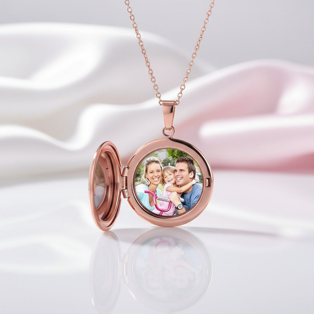 Customized Photo Locket Necklace-Black Diamonds New York