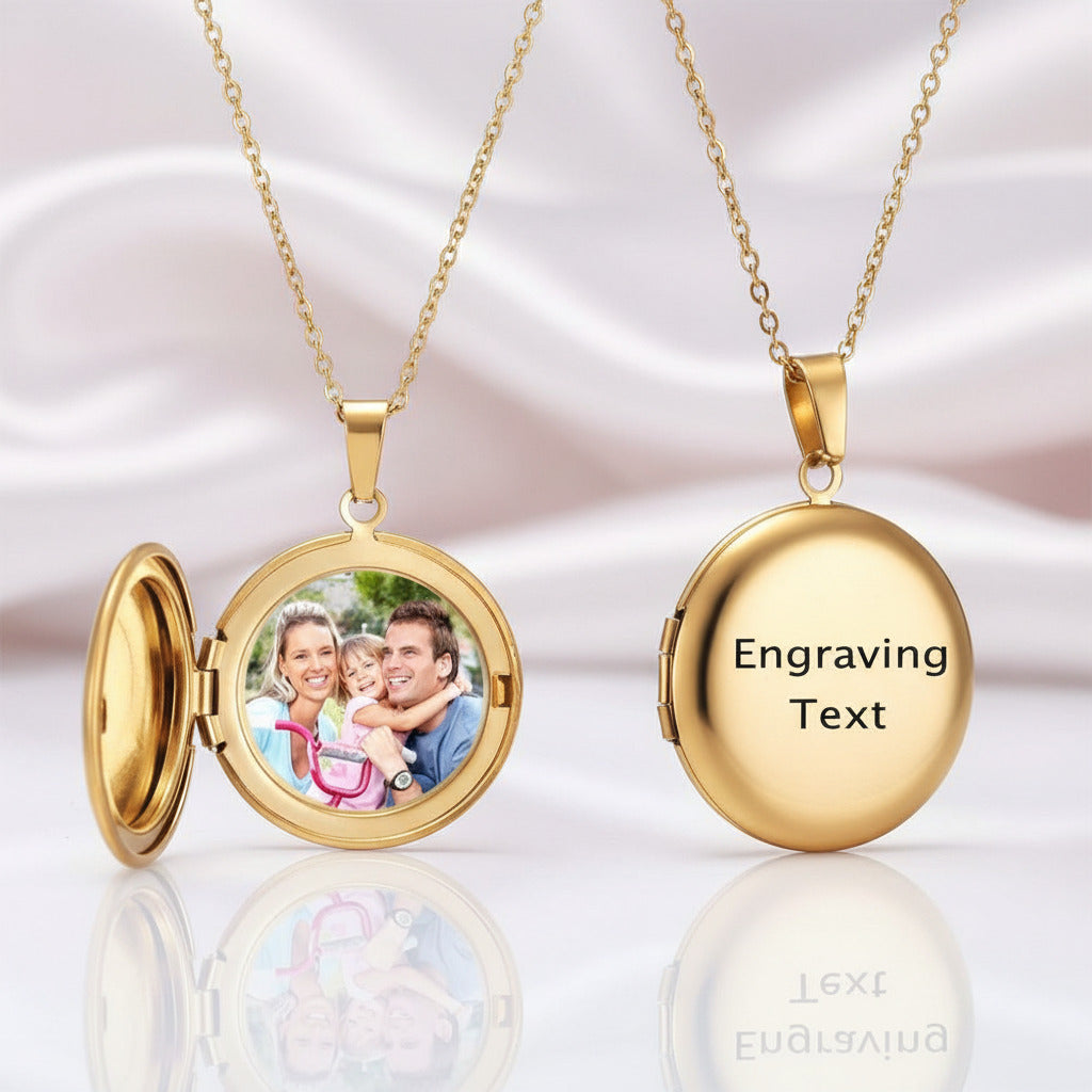 Customized Photo Locket Necklace-Black Diamonds New York