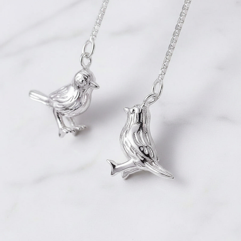 Cute Bird Drop Earrings-Black Diamonds New York