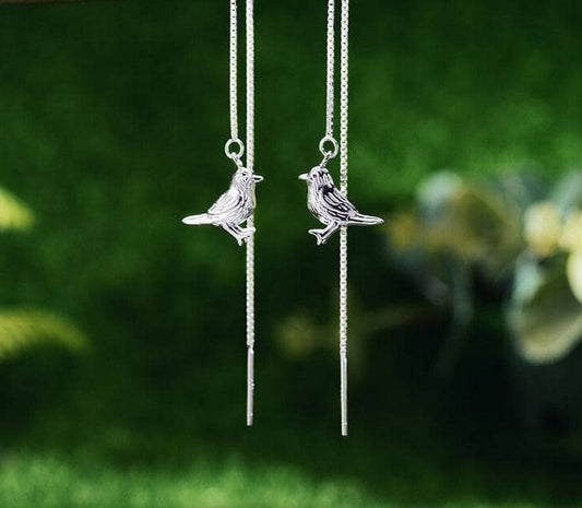 Cute Bird Drop Earrings-Black Diamonds New York